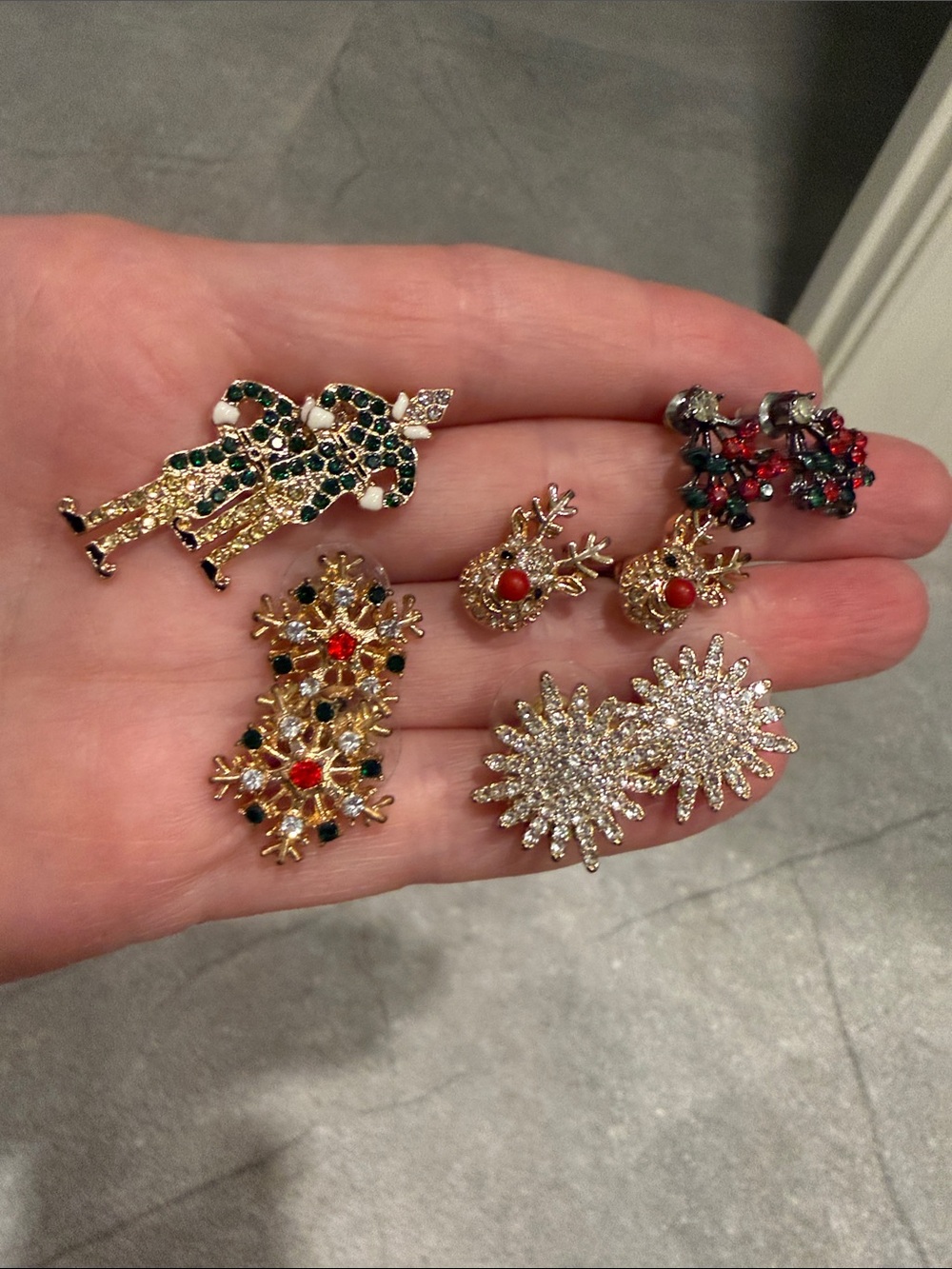 Gold Tone Multicolor Holiday Earring Set